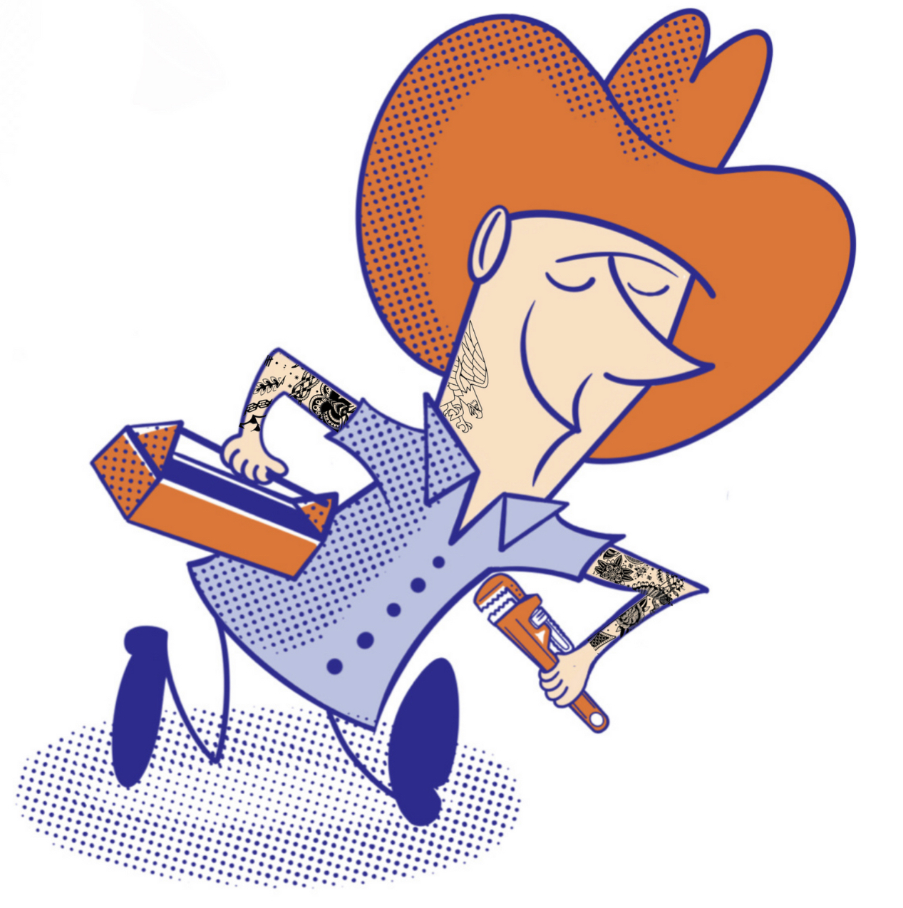 Smith & Sons running plumber mascot